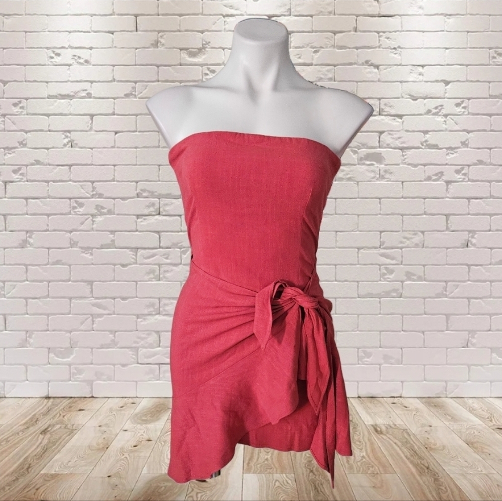 Skylar + Madison Strapless Pink Mini Dress with Side Tie